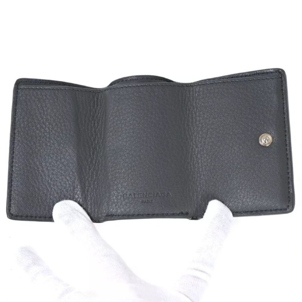 Balenciaga Wallet Trifold Wallet Mini Wallet Gray Leather 67 Bs134 - Picture 7 of 13